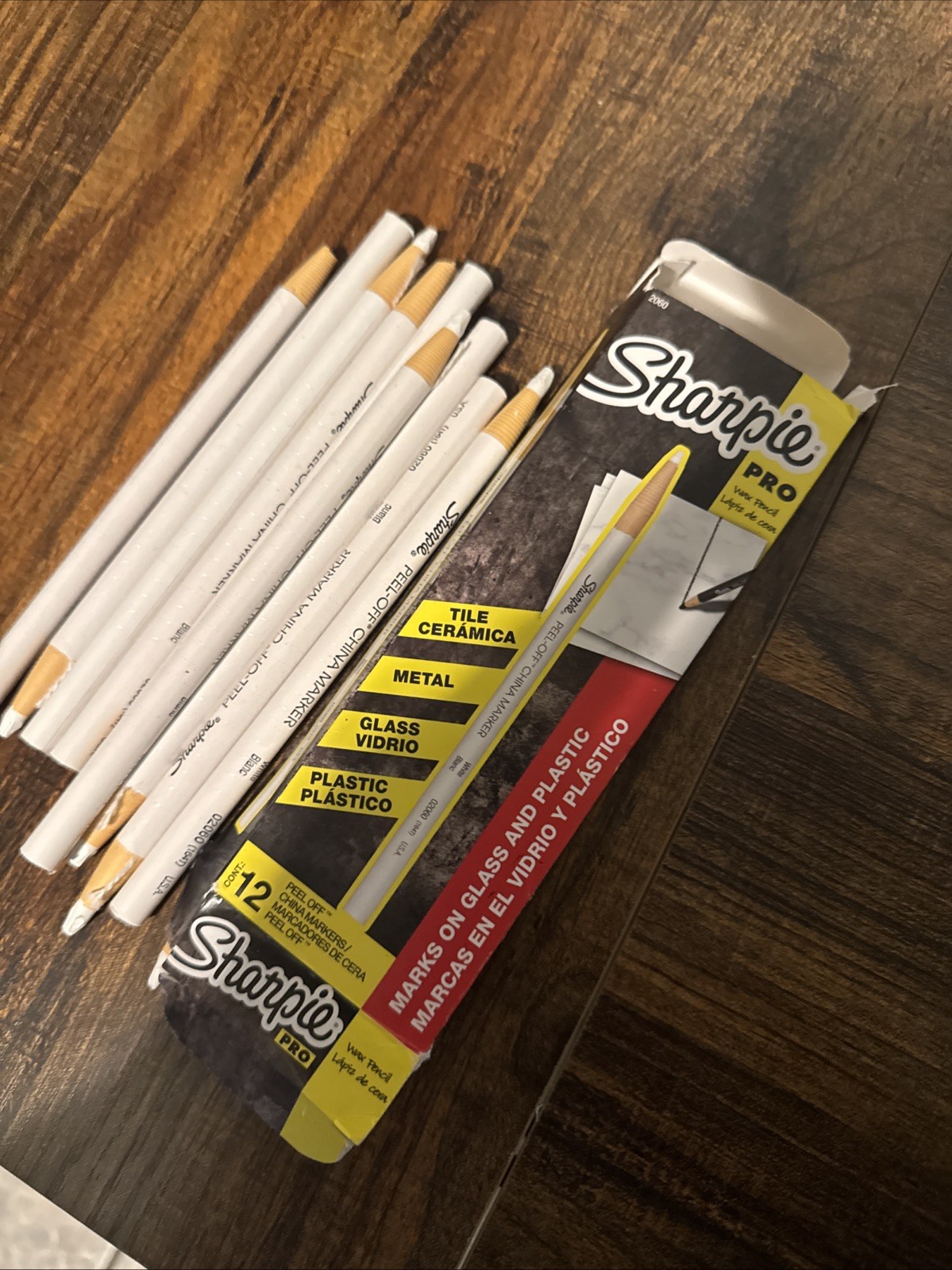 Sharpie Pro White Peel Off China Marker, Grease Pencil, 02060, Box of 21