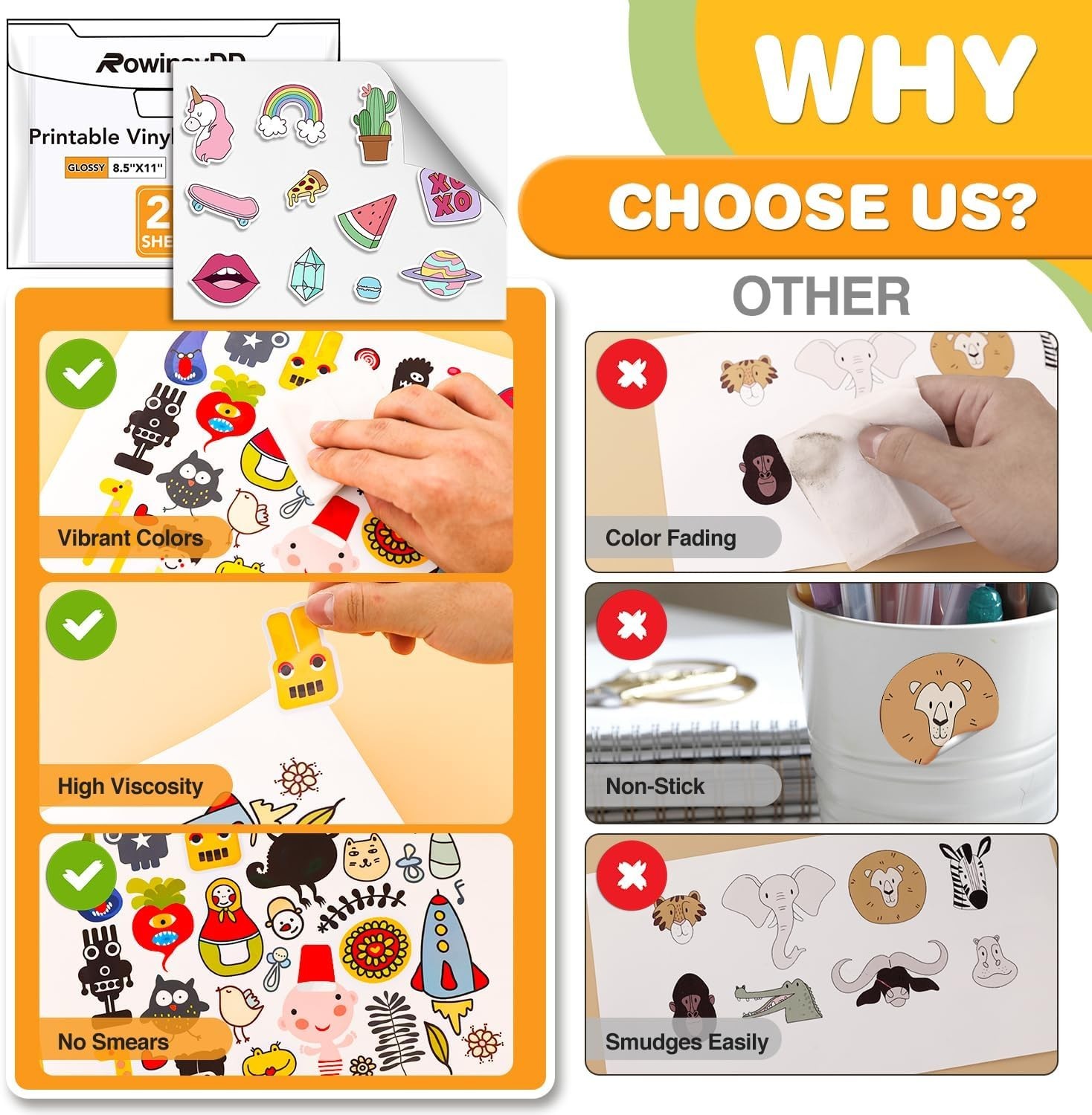 20 PCS Sticker Paper for Inkjet Printer, Printable Vinyl Sticker Paper Dries …