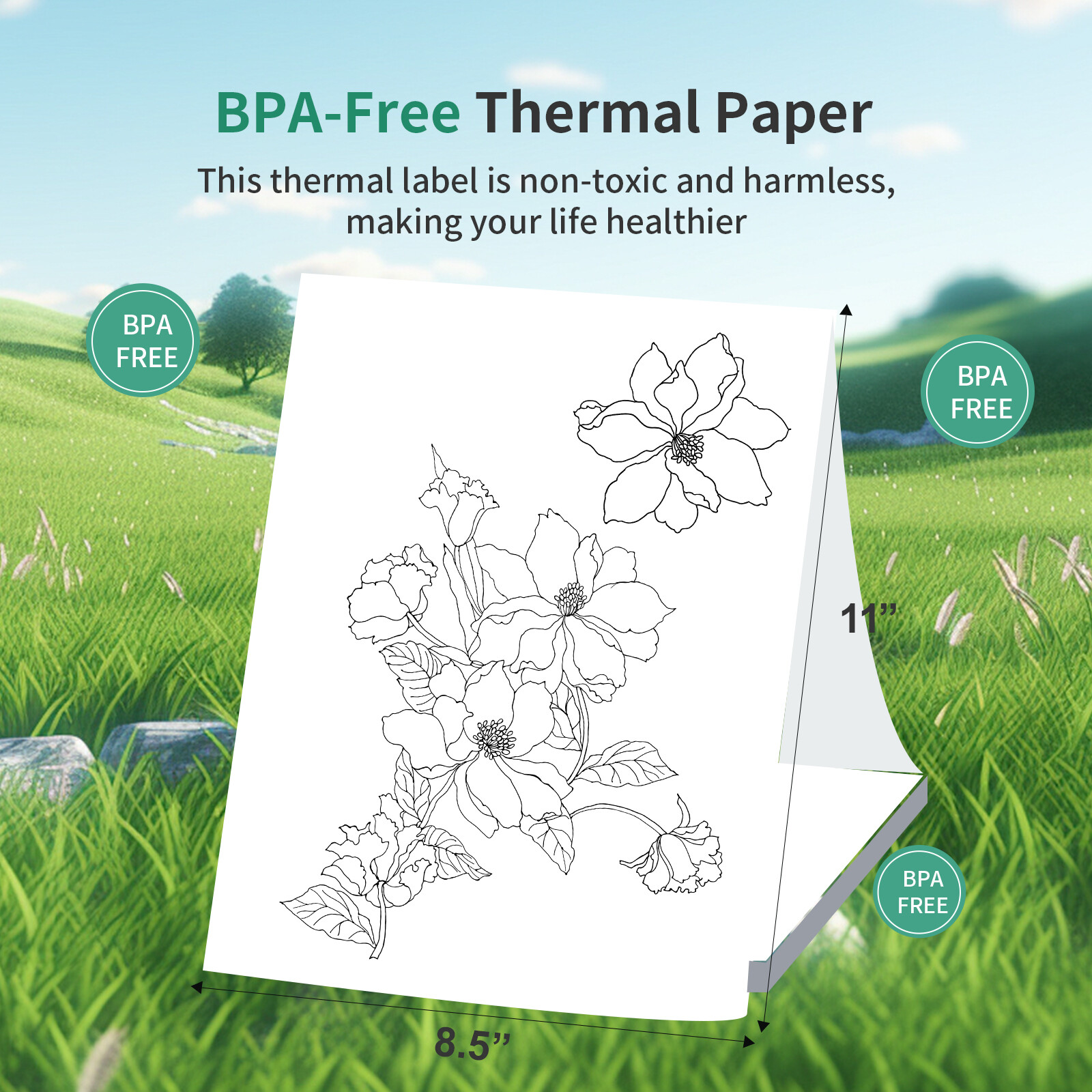 Thermal Paper 200 Sheet Letter Size Fan folded Printing Paper for H9Z2