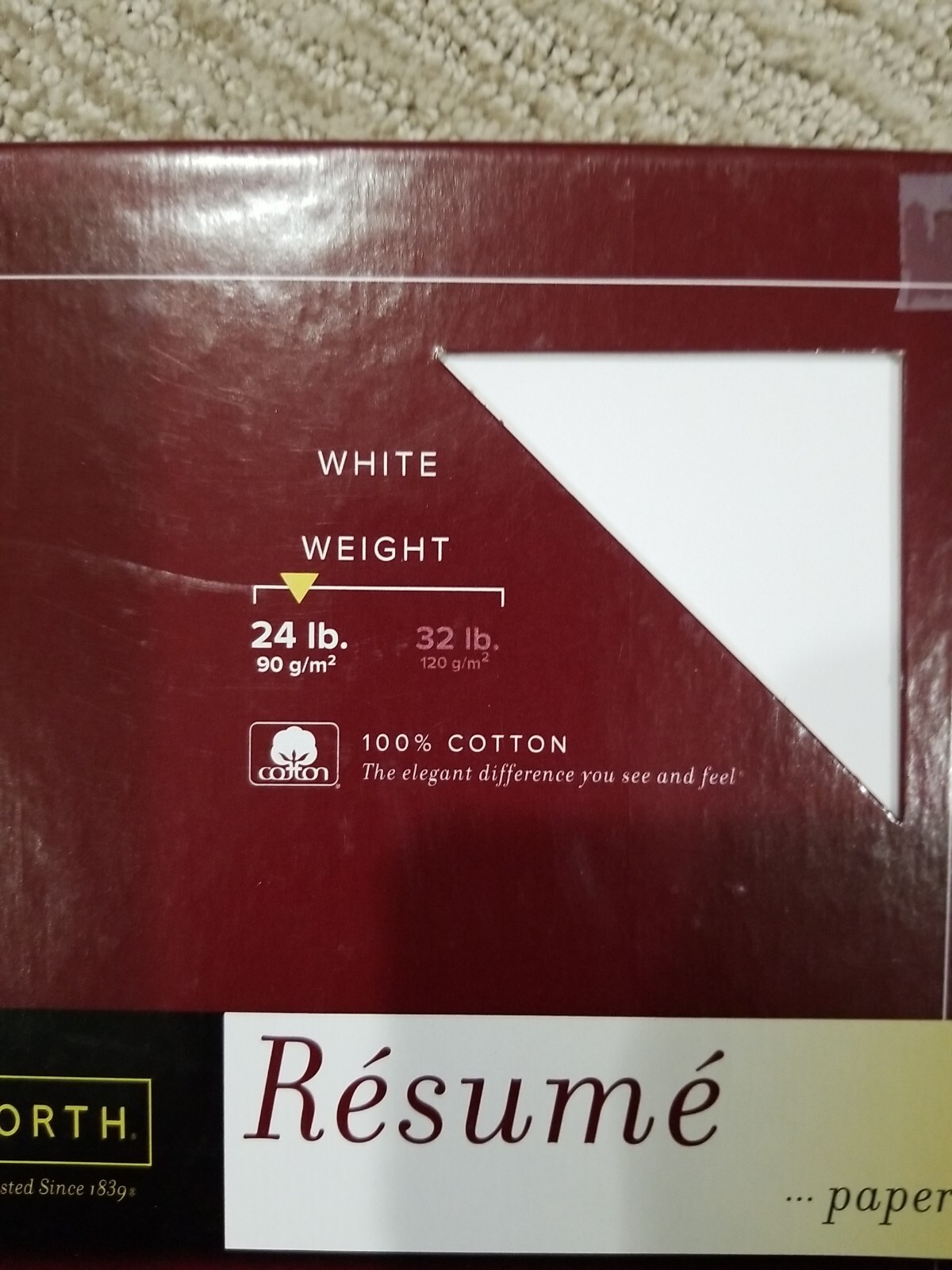 Southworth Resume Paper White 24 lb Weight 8 1/2 x 11 — 76 sheets