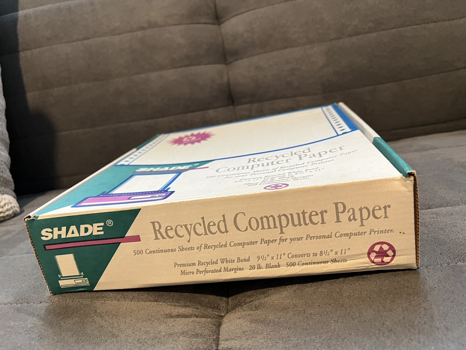 Vtg Shade Dot Matrix Computer Printer Paper Continuous Track Feed 100 Pg 9.5 x11
