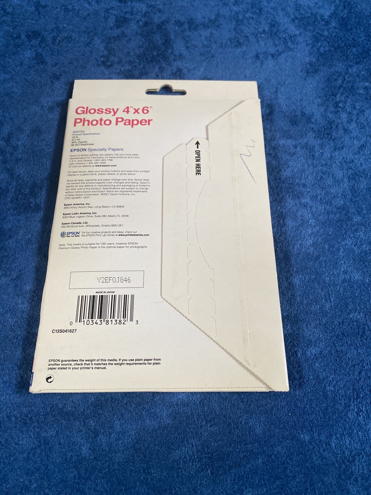 NEW SEALED Epson Glossy Photo Paper 4″ x 6″ S041134 20 Sheets Free Shipping