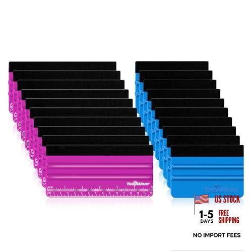 Professional Squeegee for Vinyl, 20 PCS Plastic Felt 20pcs Pitaya & Blue