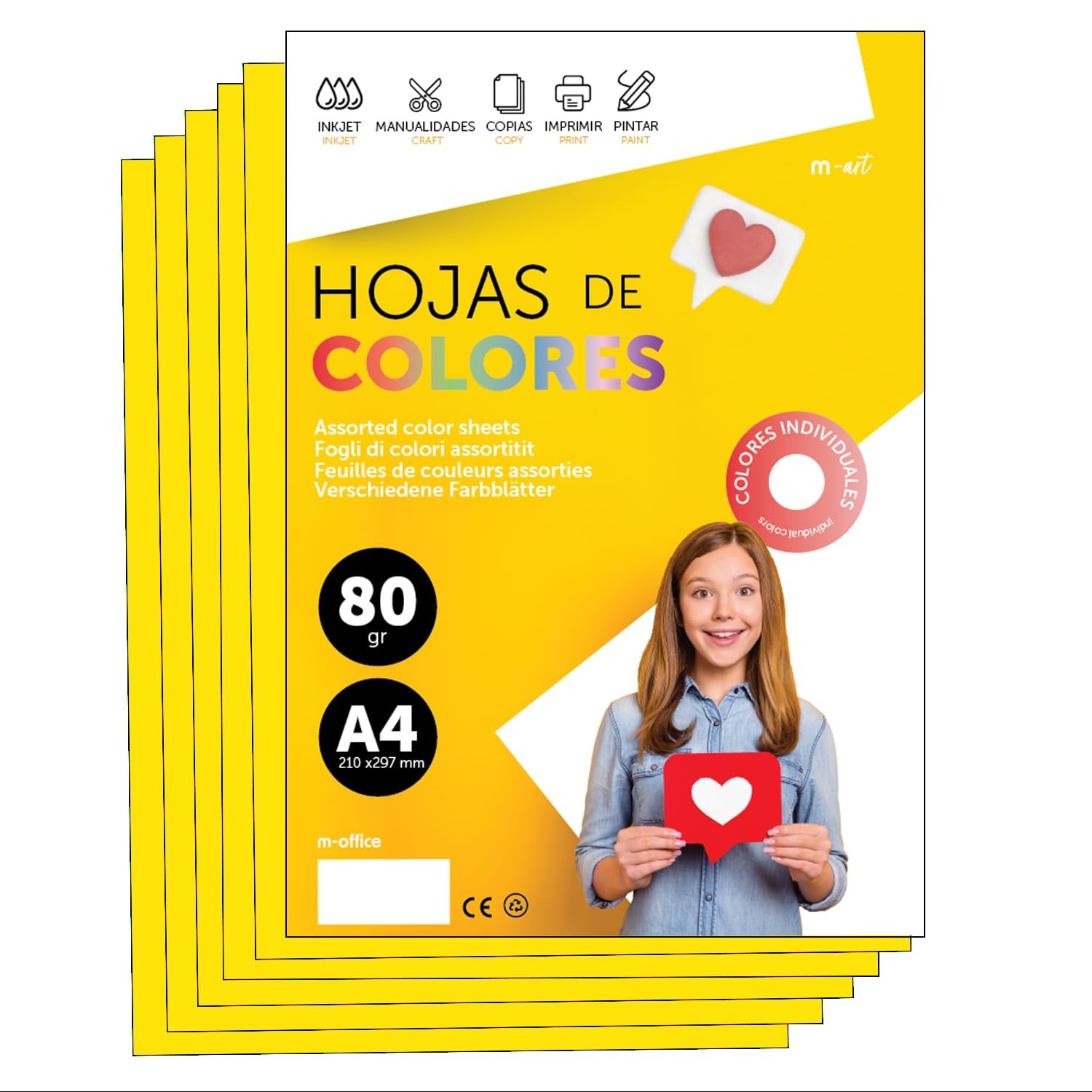 Colourful Paper A4 80g for Printers & Crafts, Coloured Sheets for Kids, Creat…