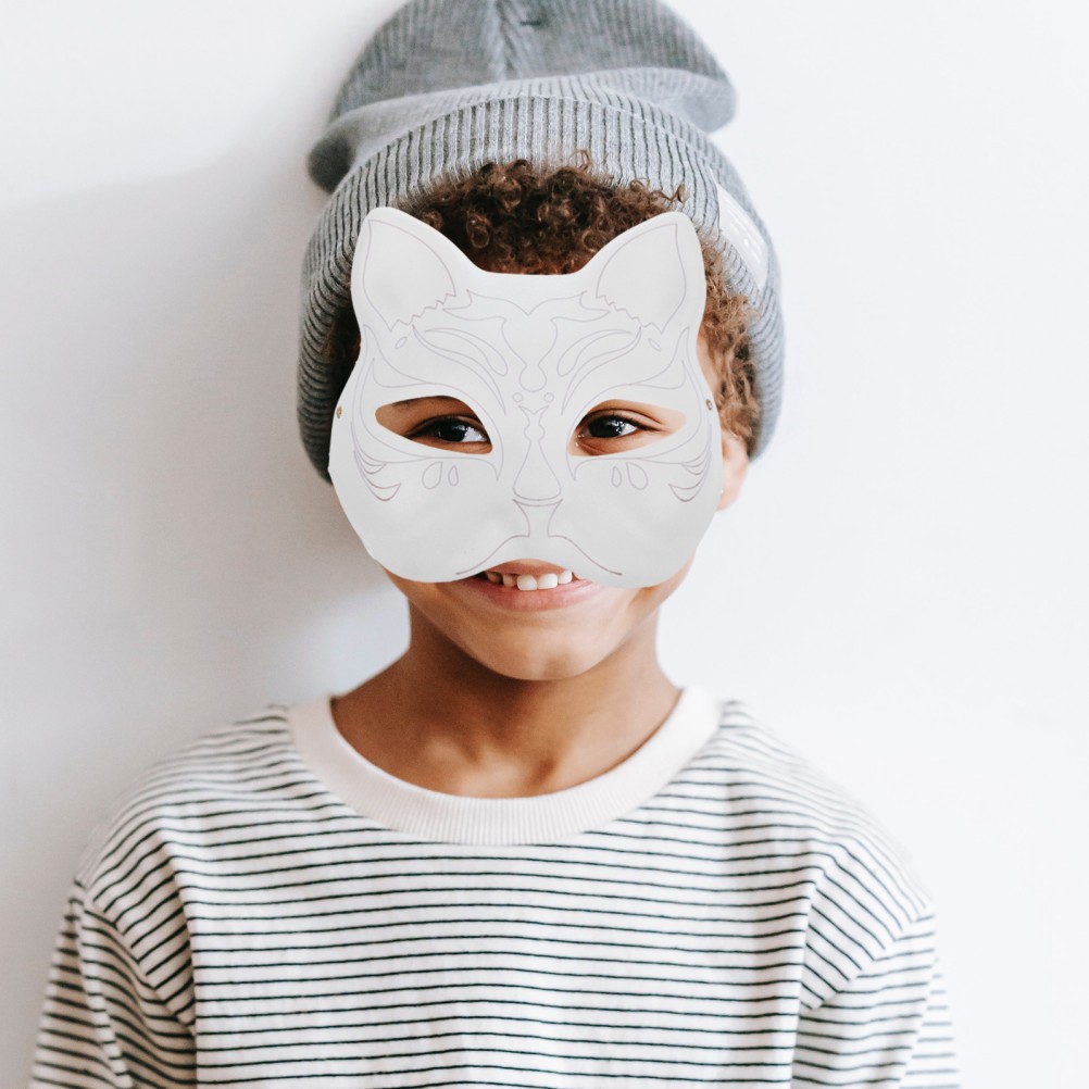 Reusable Cat Face DIY Mask White Paper Blank Mask for Party Decoration
