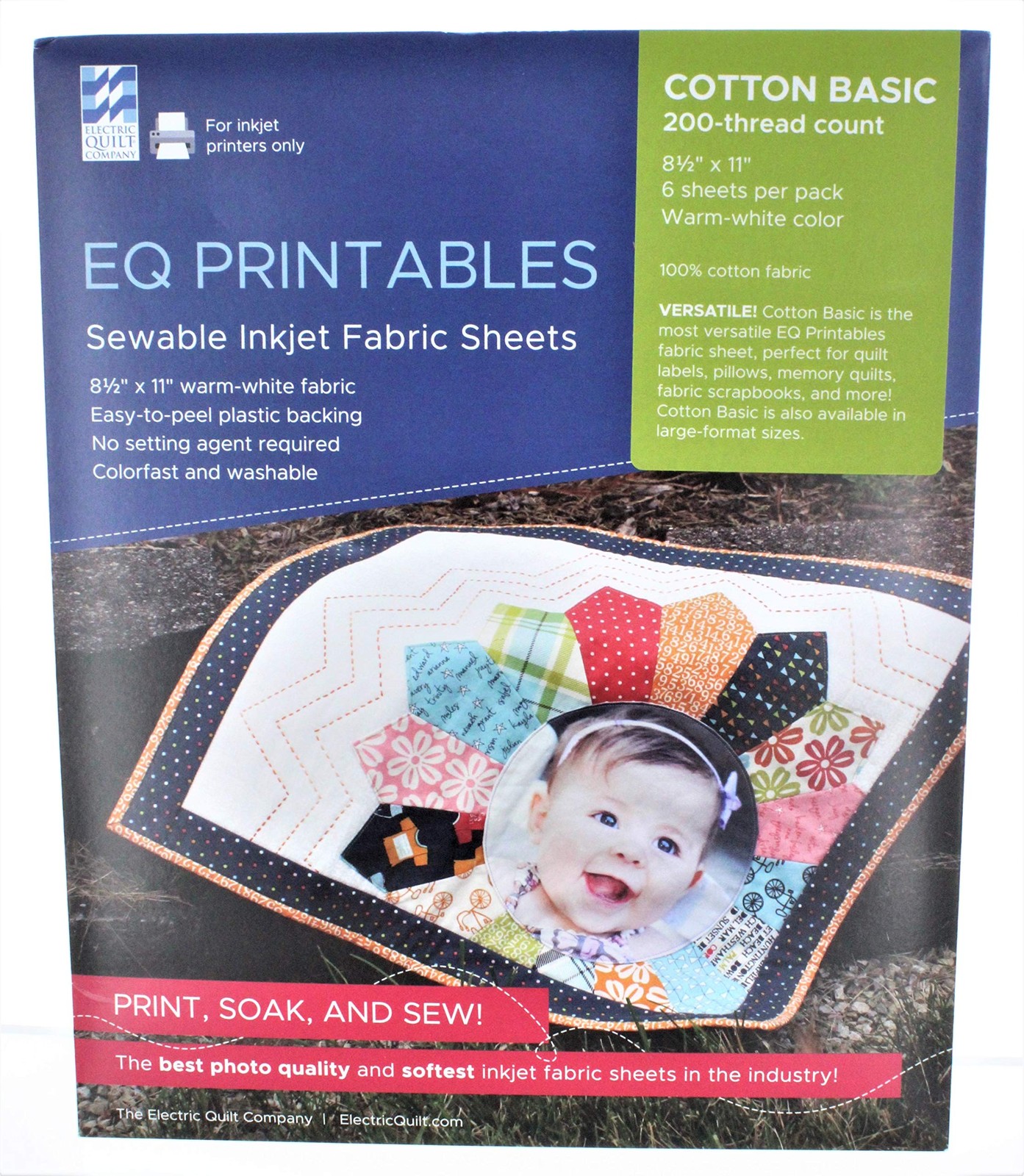 EQ Printables White Inkjet Fabric Sheets For Home Computer Crafting