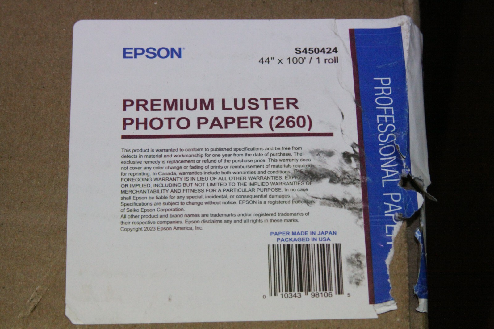 Epson Premium Luster Photo Paper 44″x100′ S042083 BRAND NEW! SEALED! S450424