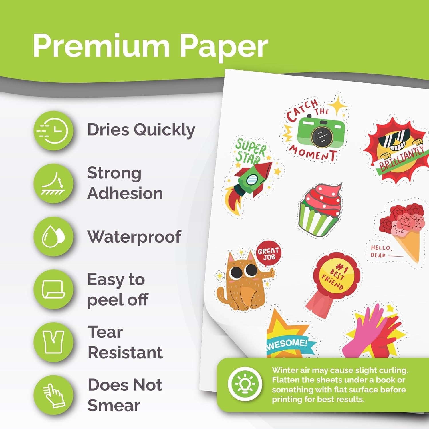 Printable Vinyl Sticker Paper for Inkjet Printer – 34 Sheets Self-Adhesive Sh…
