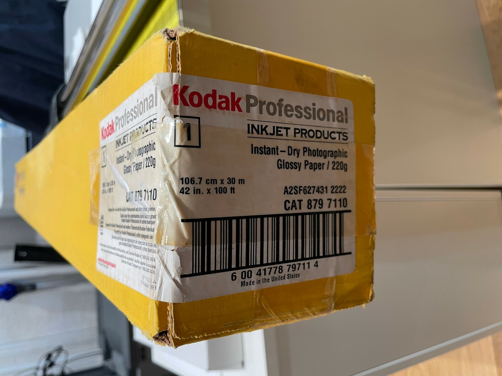 kodak professional inkjet 42inx100ft instant- dry photographic glossy paper 220g