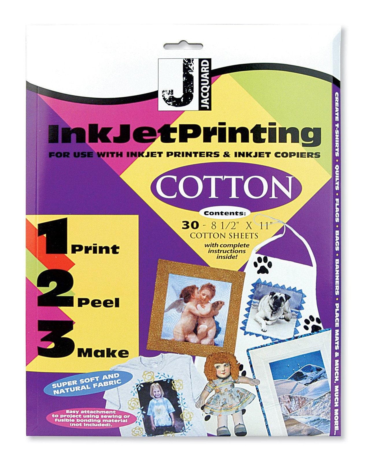 Inkjet Printable Cotton Fabric, 8.5 by 11 inches, 30 Sheet Pack