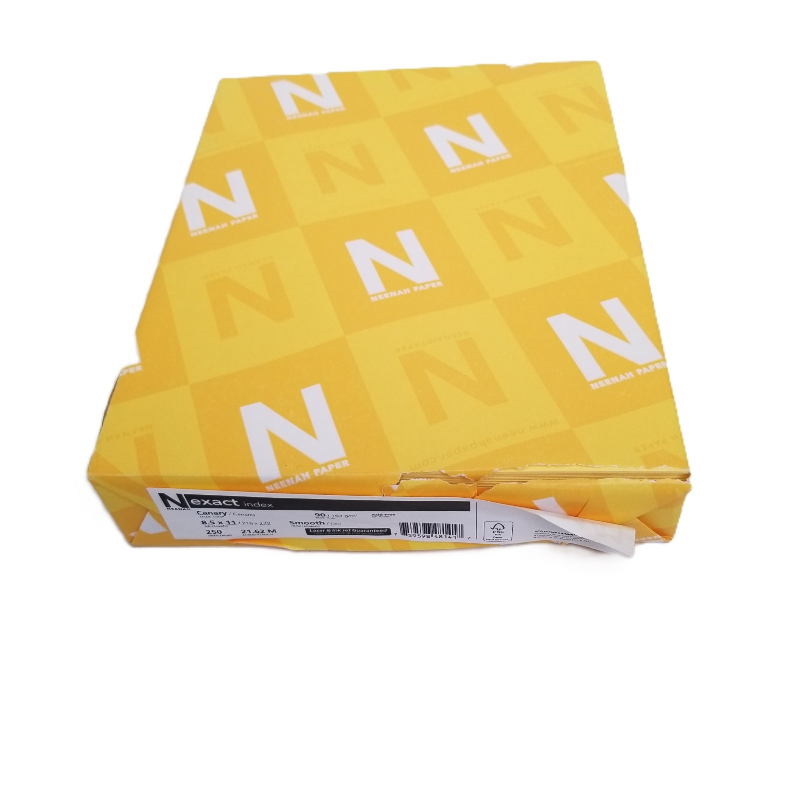 Neenah Exact Index Cardstock 90lb Canary 8.5×11 250 Sheets Smooth Paper 49141