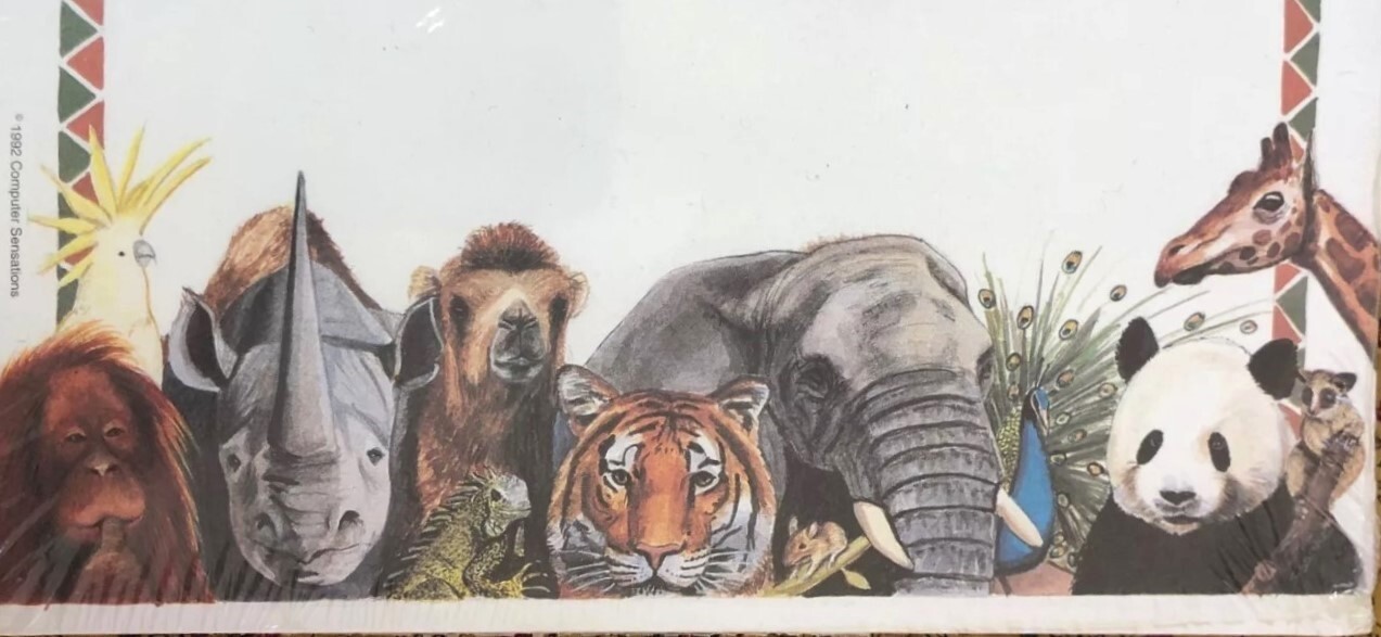 Vintage 1992 Safari Animals Stationery Laser Paper 8.5″ x 11″ – 100 Sheets