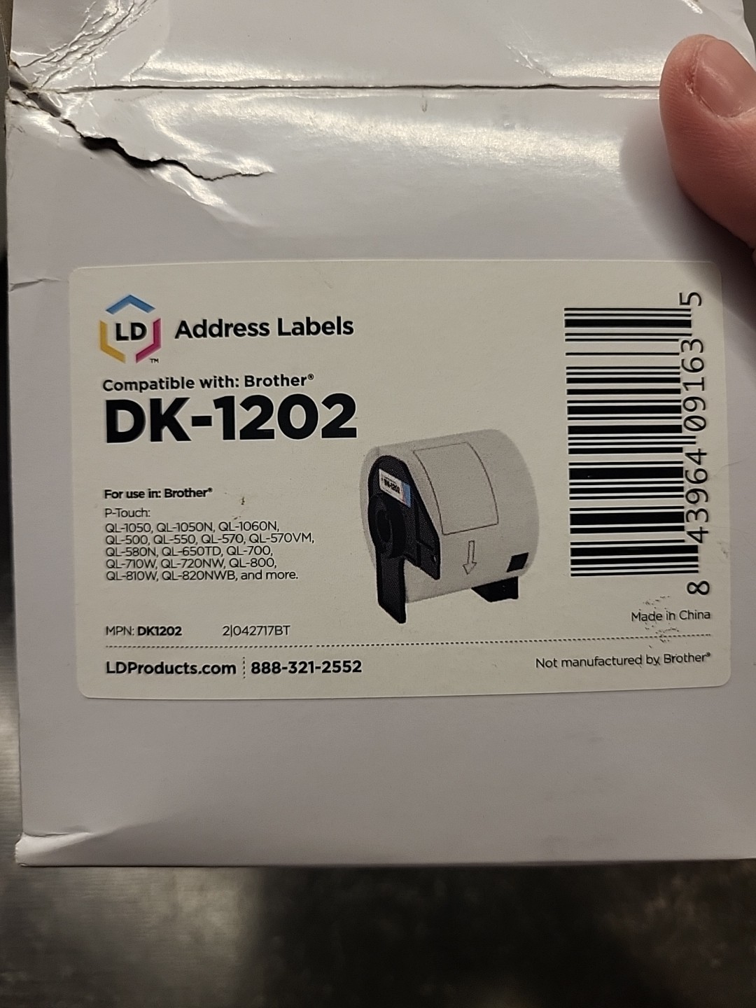 LD Compatible Brother DK-1202 Shipping Labels 2-3/7 in x 4 in 62mmx100mm