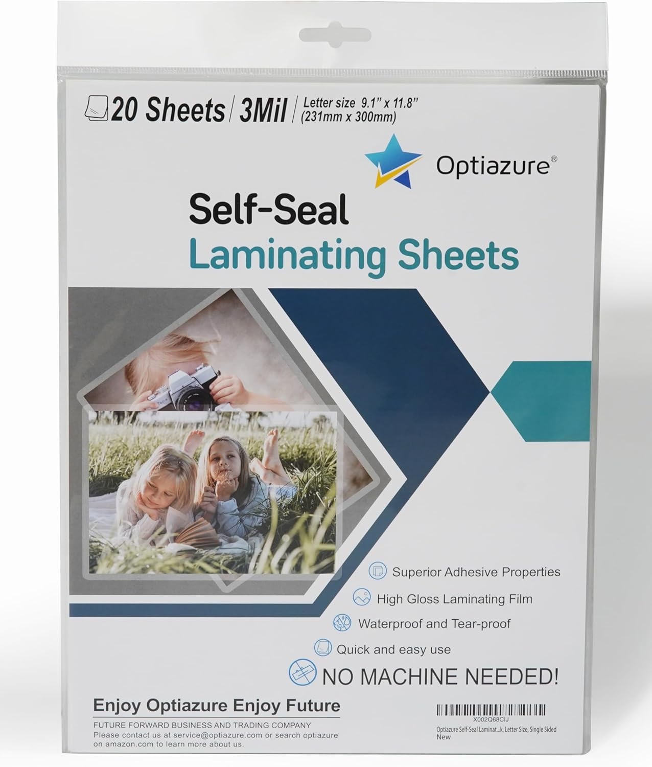 Self-Seal Laminating Sheets 9.1″x11.8″ Inches, 3mil 20Pack, Letter Size, Single