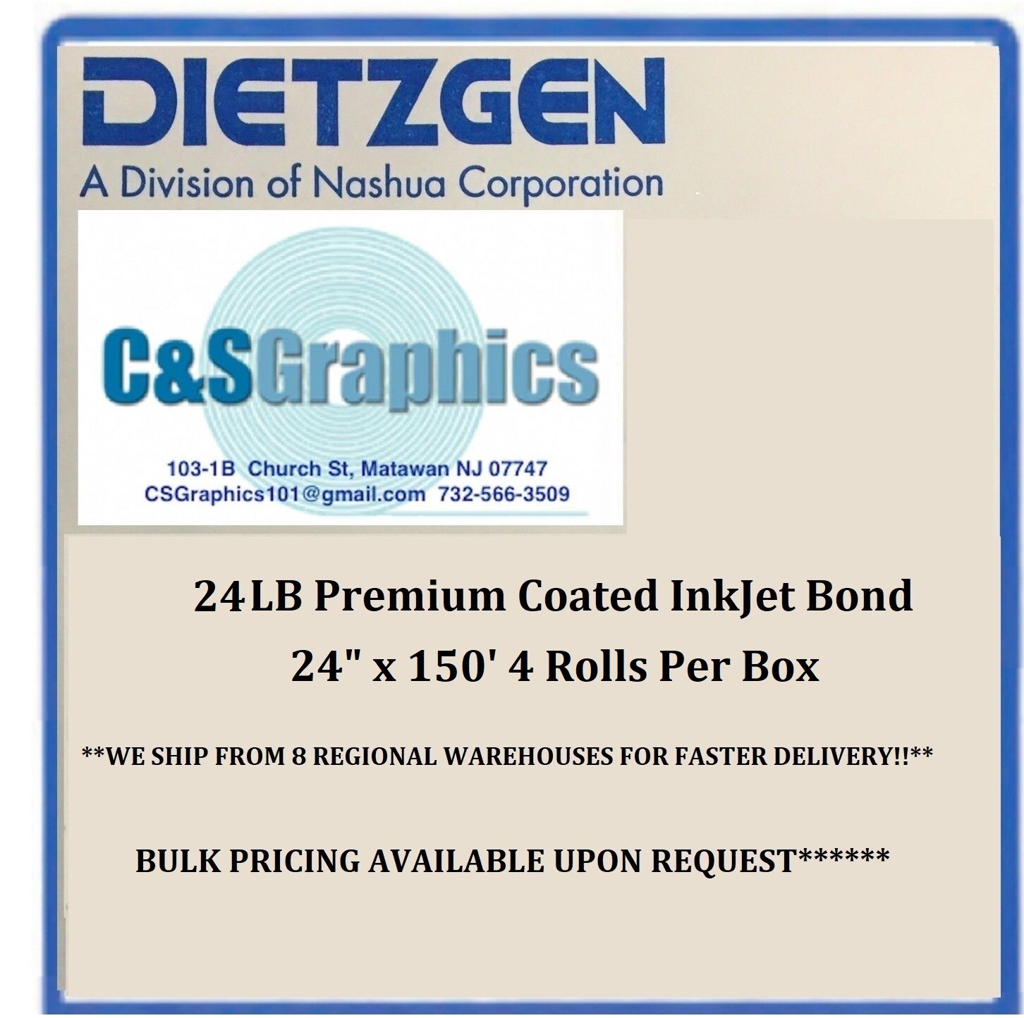4 ROLLS 24″x150′ 24LB COATED BOND PLOTTER PAPER