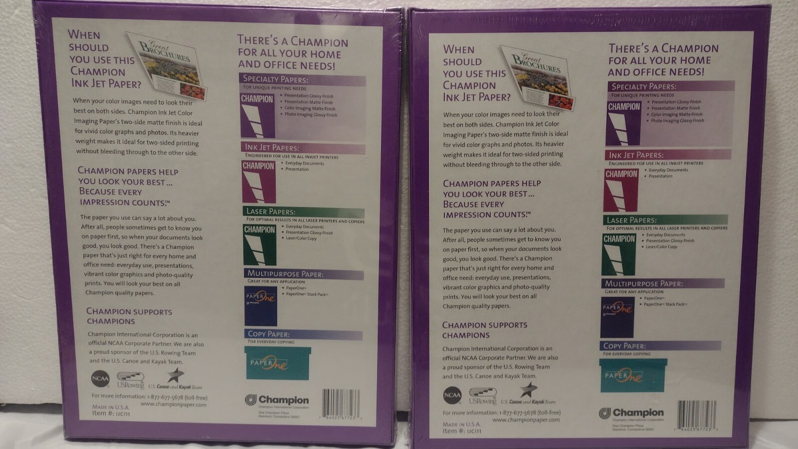 Lot (2) Champion Ink Jet Paper 100 Sheets 8.5×11 Letter Matte Finish 35 lb