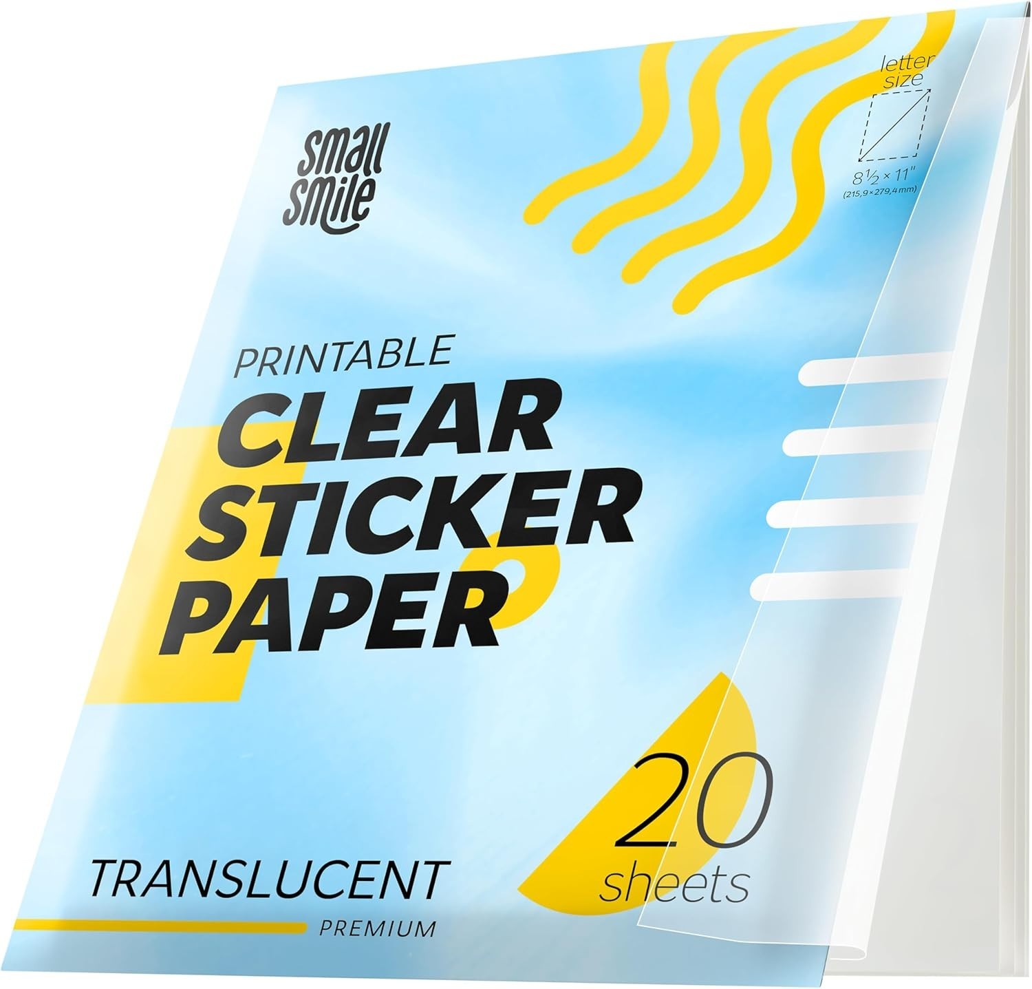 95% Clear Sticker Paper for Inkjet Printer and Laser – 20 Sheets, 8.5×11 Tran…