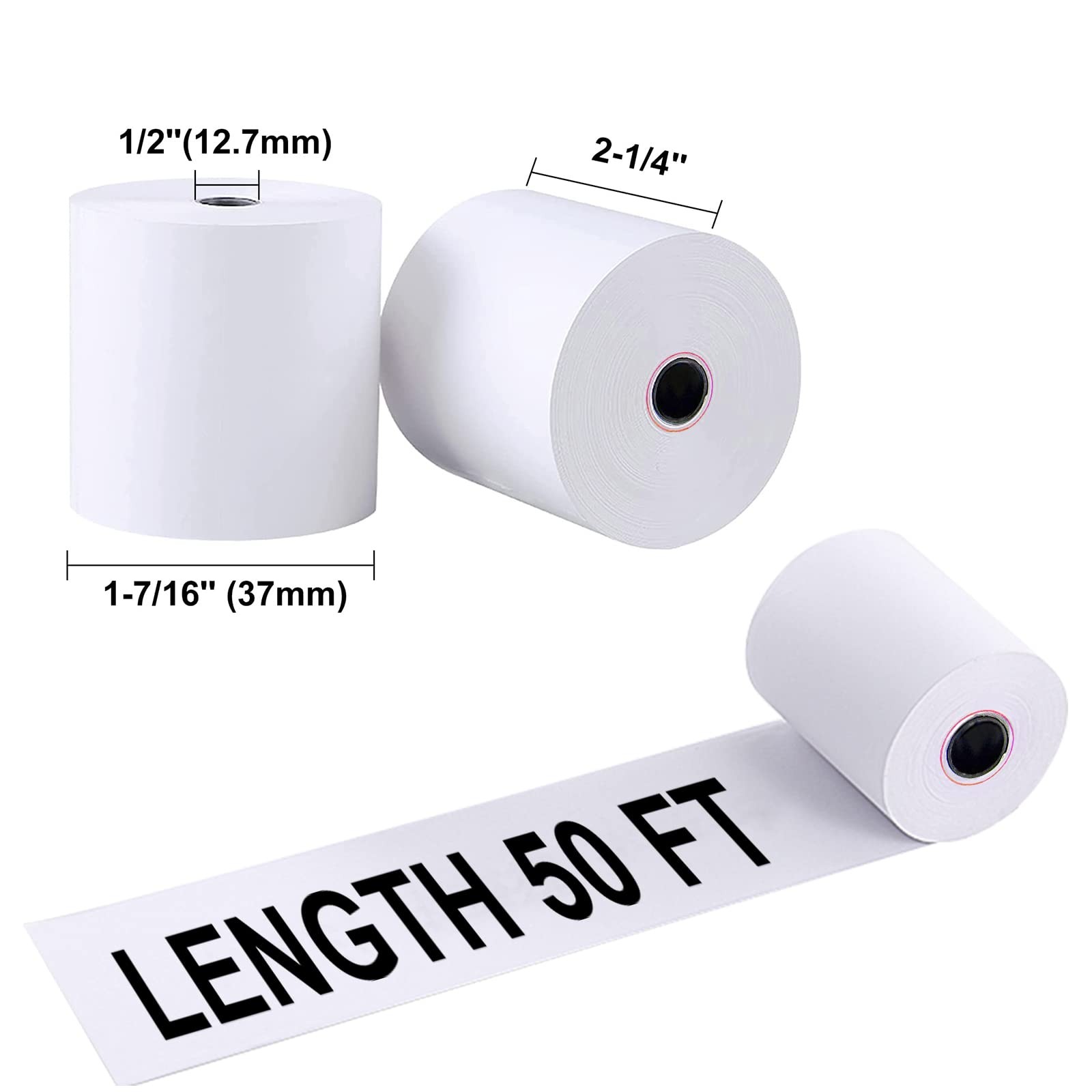 2-1/4” x 50′ (10 Rolls) Thermal Receipt Paper, Fits 58mm Thermal POS Printer…