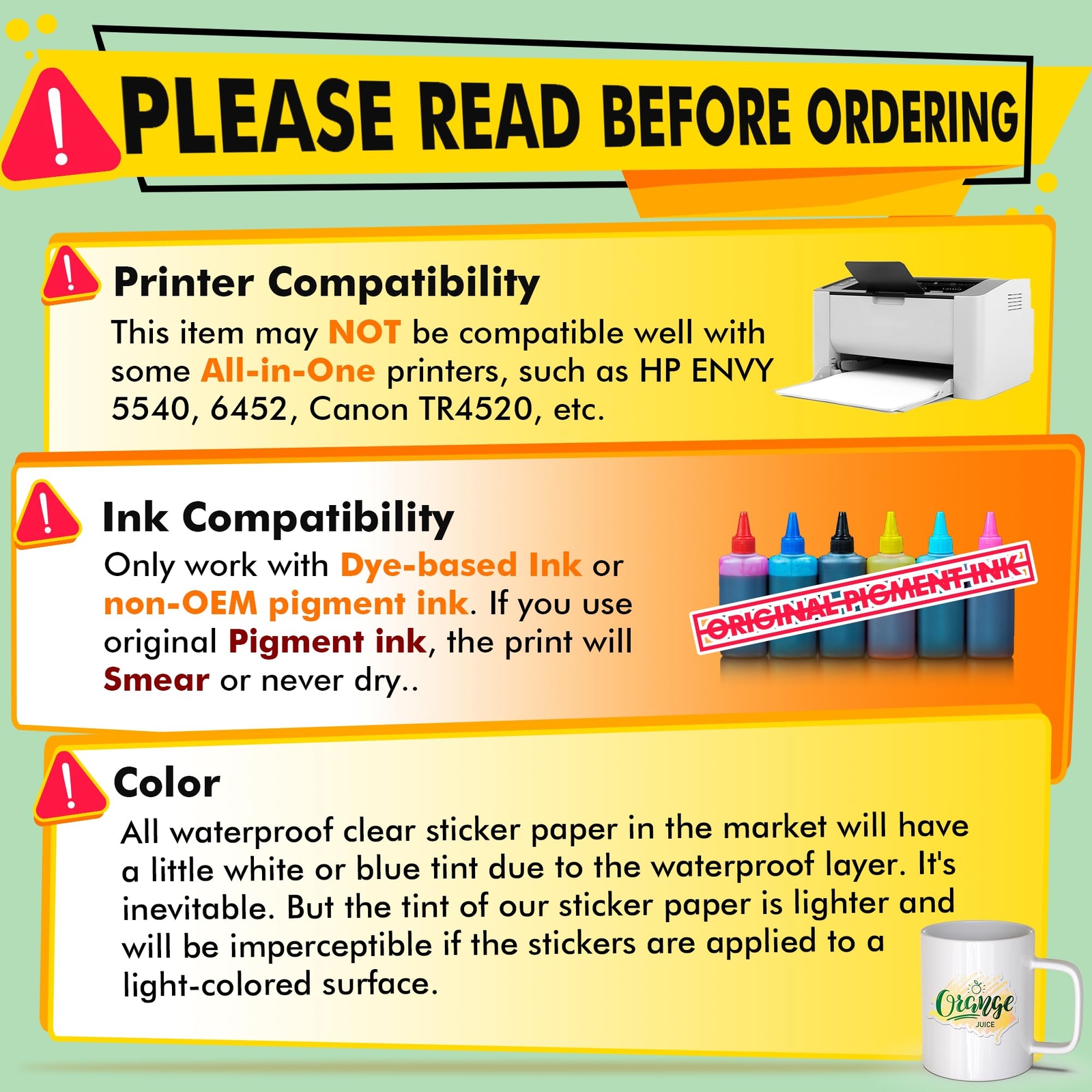 Waterproof Printable Vinyl Sticker Paper for Inkjet Printer – 15 Clear White A4