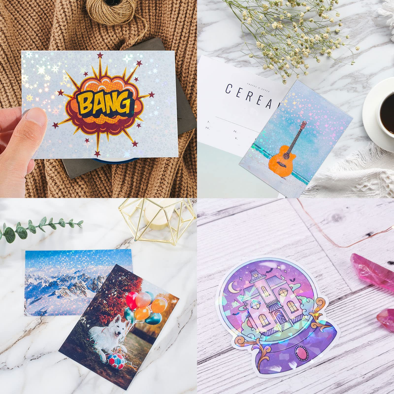 Nihuecne 24 Sheets Vinyl Printable Sticker Paper A4 Size (8.25″ x 11.7″) Holo…