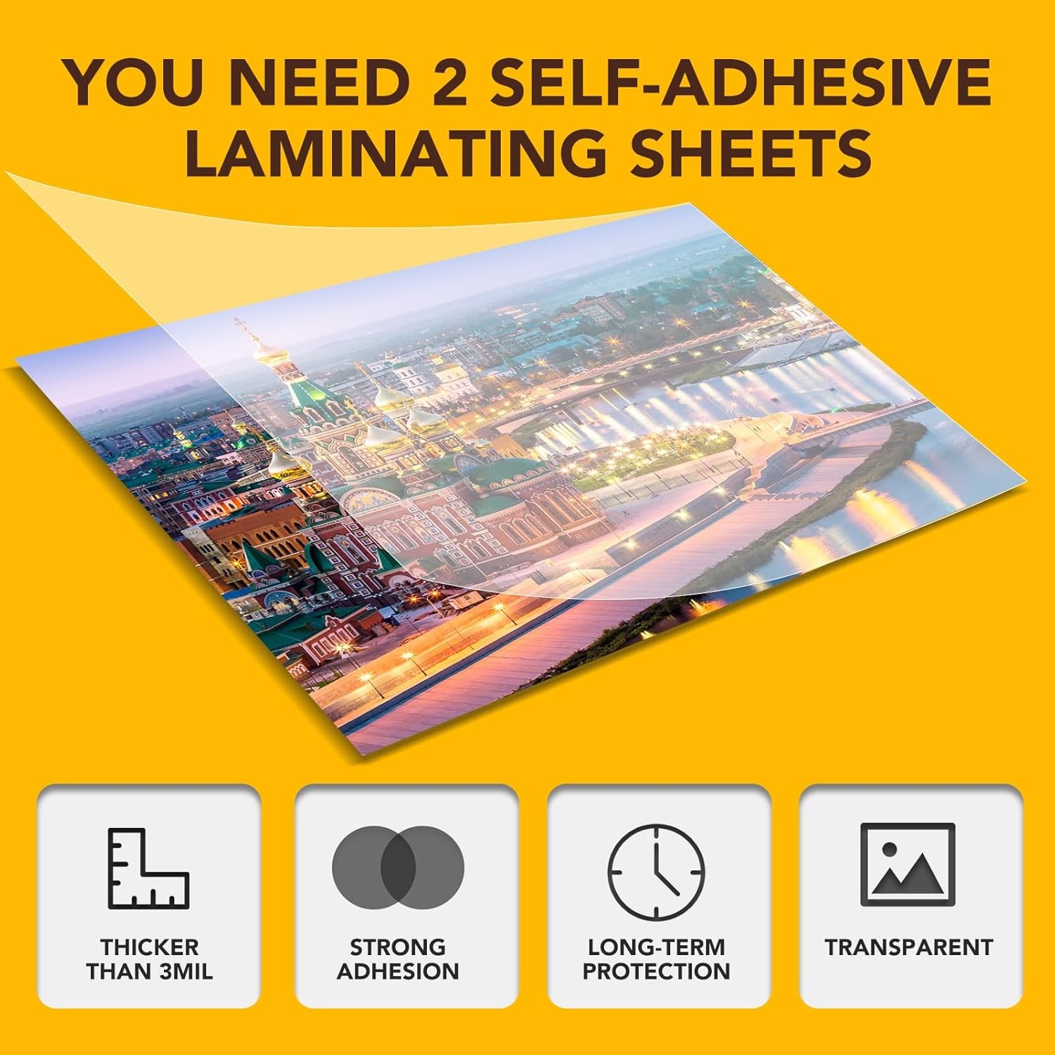 25 Pack Self Adhesive Laminating Sheets, 9 X 12 Inch, Clear Sticker Laminate