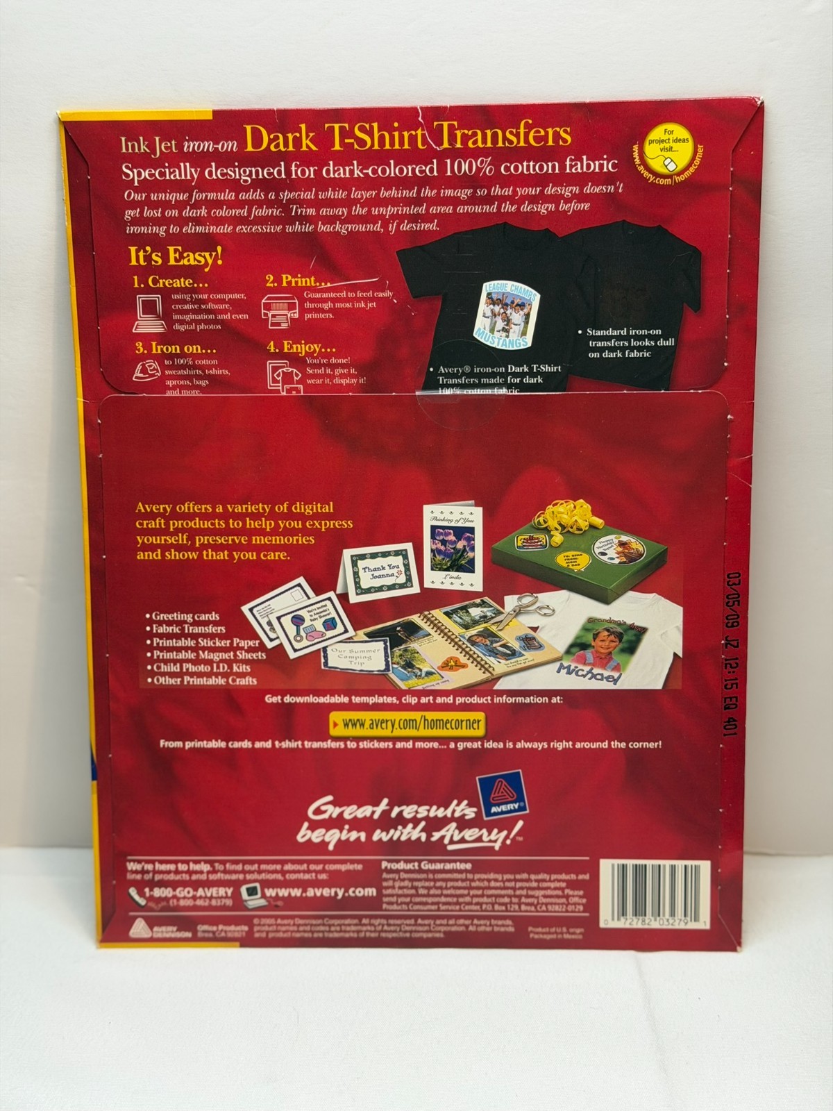Avery Printable T-Shirt Iron-On Transfers Dark Fabrics Inkjet