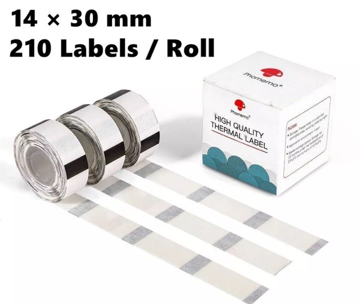 Square 14 x 30 mm Transparent Sticker Thermal Labels for Phomemo D30 | 3 Rolls