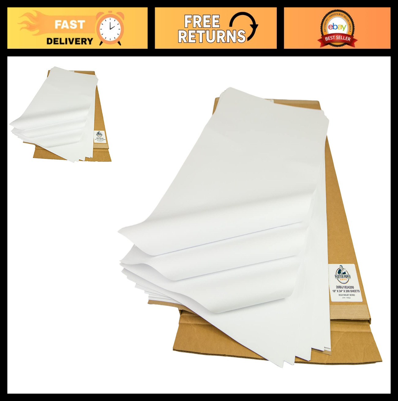 20lb Uncoated Inkjet Bond Paper 18″x24″ – 200 Sheets, Ideal for Printing & Craft