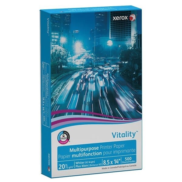 Xerox Vitality 8.5″ x 14″ Multipurpose Paper, 20 lbs. 92 Brightness 500 Sheets