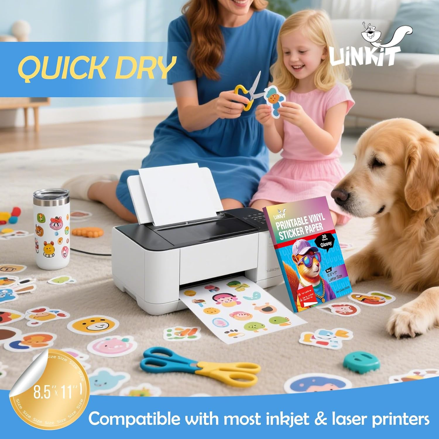 Uinkit 105 Sheets Premium Glossy Printable Vinyl Sticker Paper for World Cup Sti