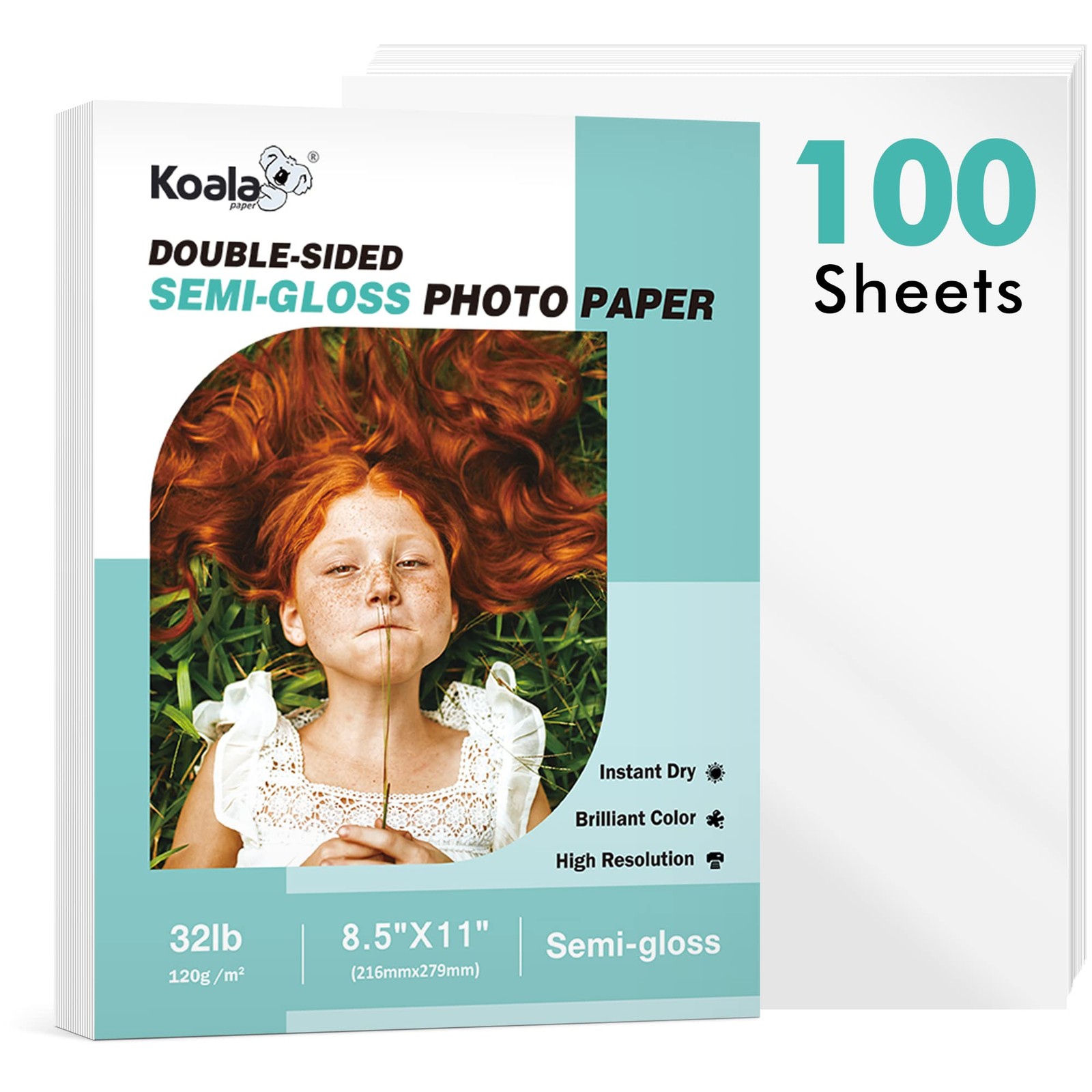 100 Sheets 8.5×11 inch 32 lb Double-Sided Semi-Gloss Photo Paper Thin