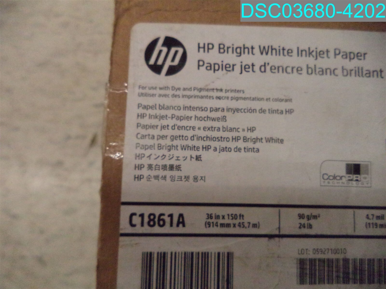 HP Bright White Inkjet Paper 36in x 150ft C1861A 846412012705