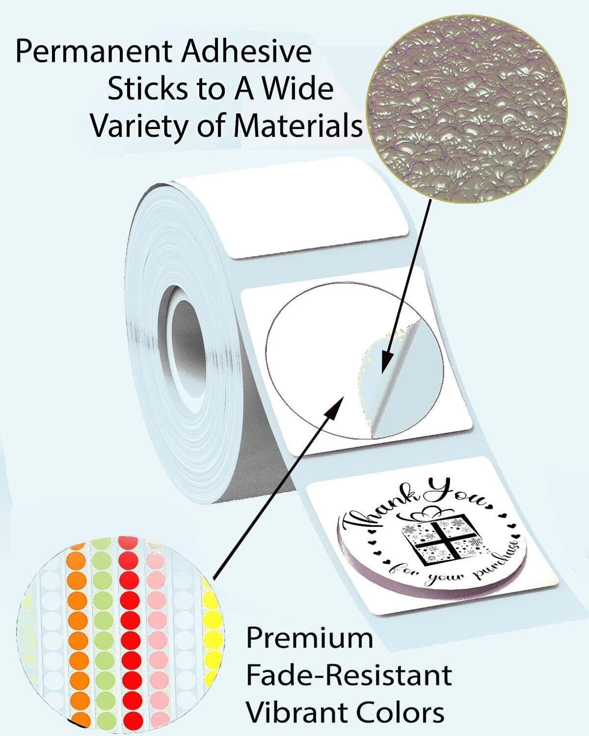 3 Roll Phomemo Thermal Sticker Label Self-Adhesive Round Direct Thermal Labels
