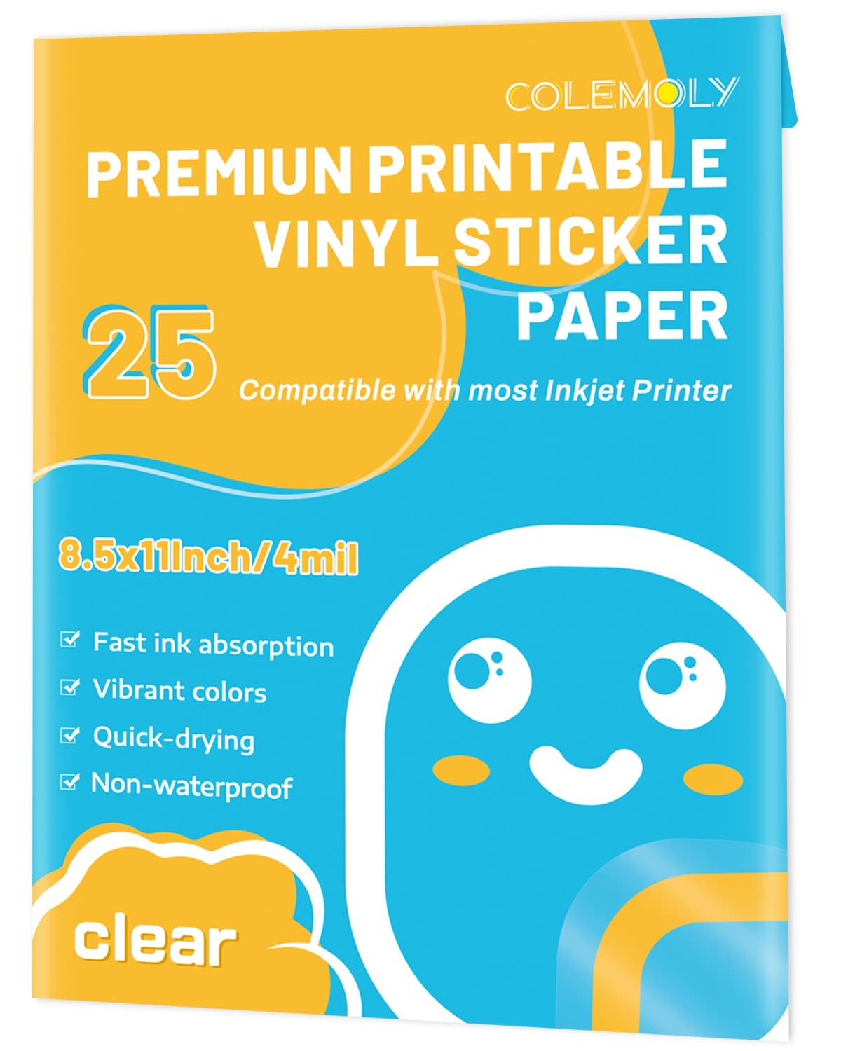 Sticker Paper Clear Printable Vinyl for Inkjet Printer-25 Transparent Dry-Qui…
