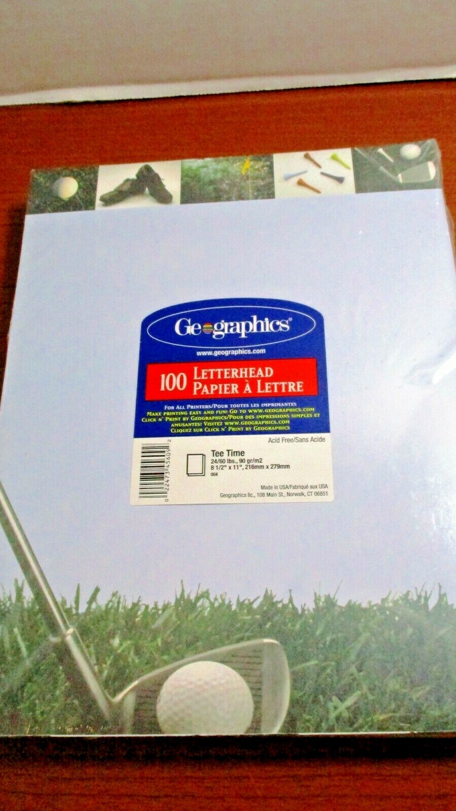 GEOGRAPHICS~100 Sheets 8.5″x11″ TEE TIME GOLF LETTERHEAD PAPERS~All Printers