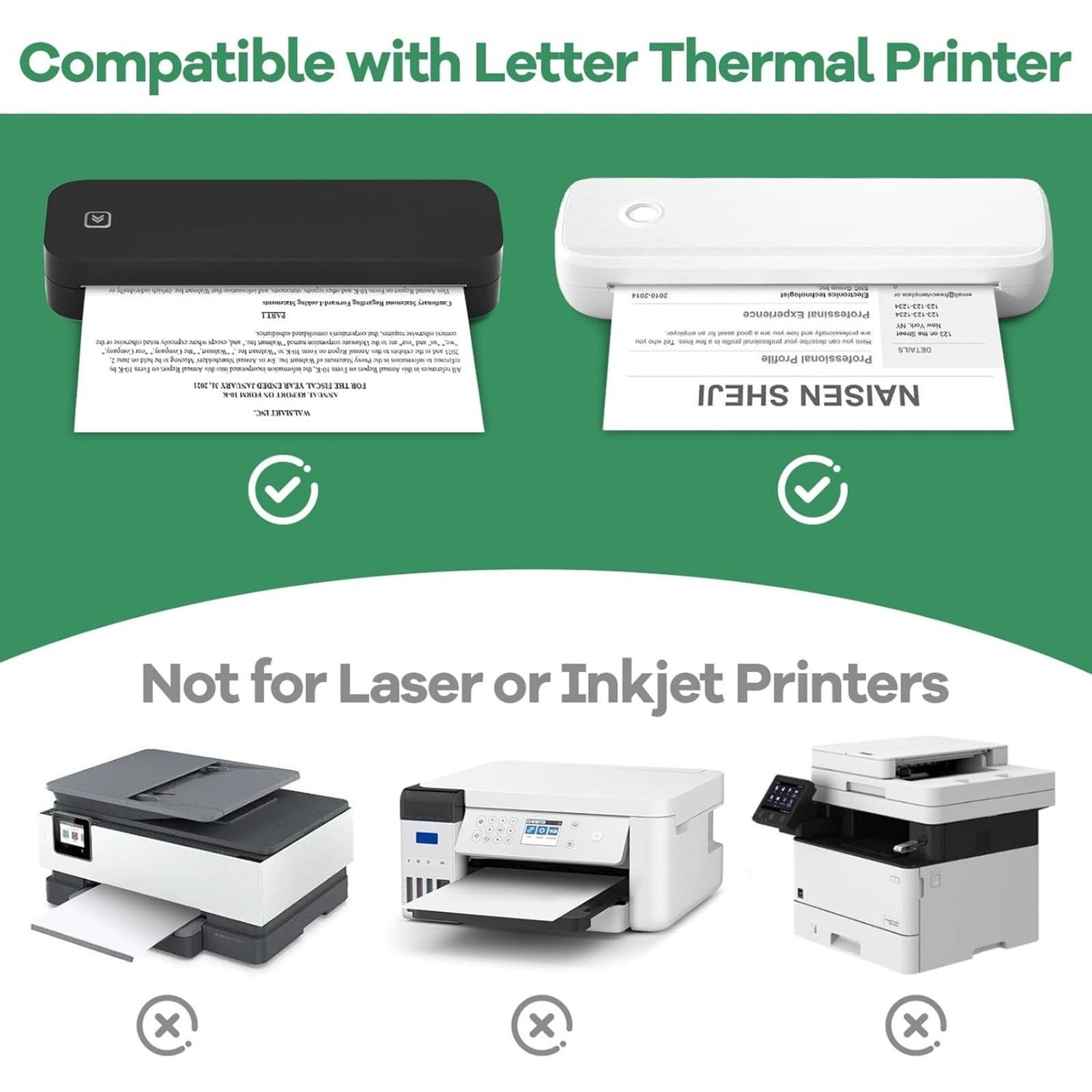 10 Rolls Thermal Printer Paper 8.5″X11″ US Letter, BPA Free Quick-Dry