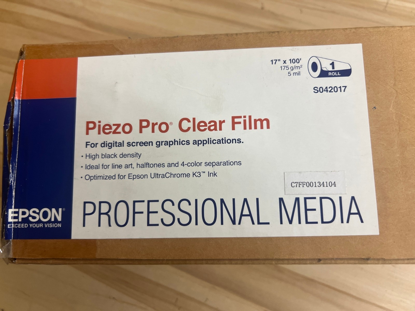 Epson Screen Positive Piezo Pro Clear Film S42017 Roll 17″ x 100′ w/2in core