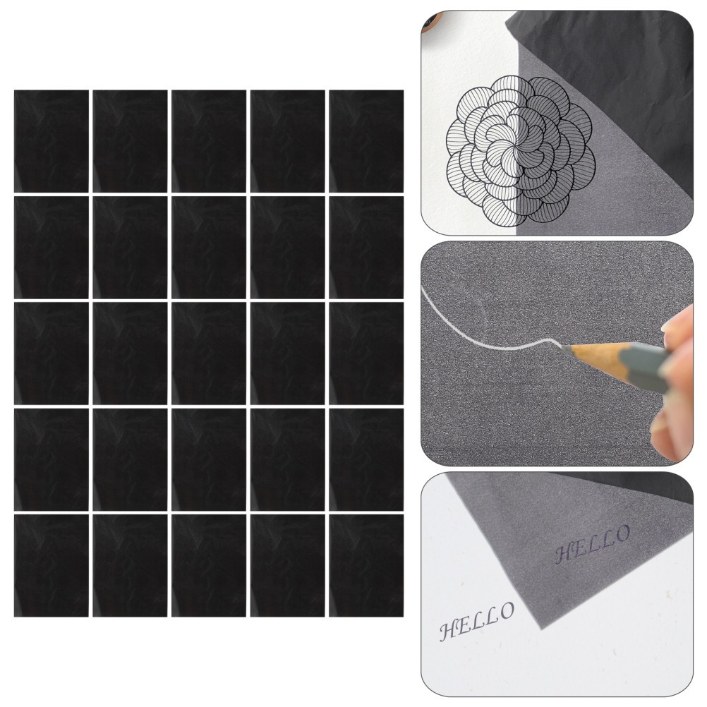Durable Black Carbon Paper 25Sheets for Home Office Tracing and Transfer