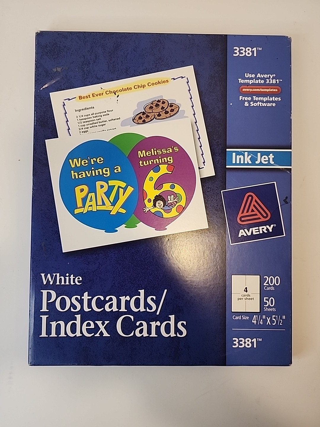 Avery Ink Jet Postcard Index Cards 3381 White 200 Cards 4-1/4″ X 5-1/2″