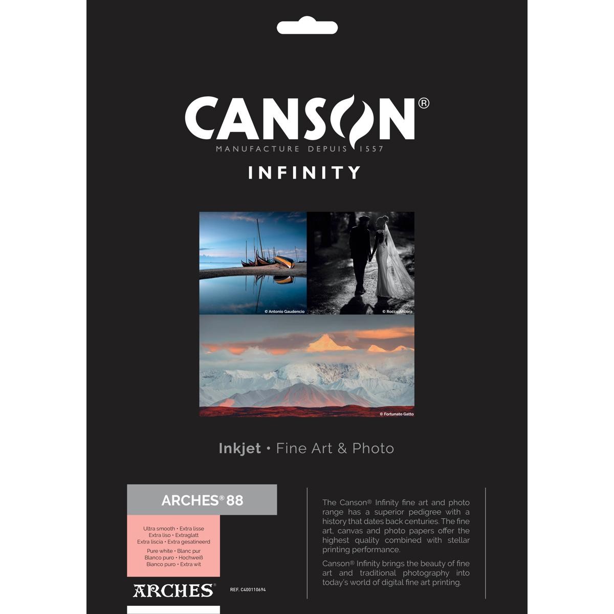 Canson Infinity ARCHES 88 Ultra Smooth Pure White Matte Inkjet Paper, 310gsm, 17