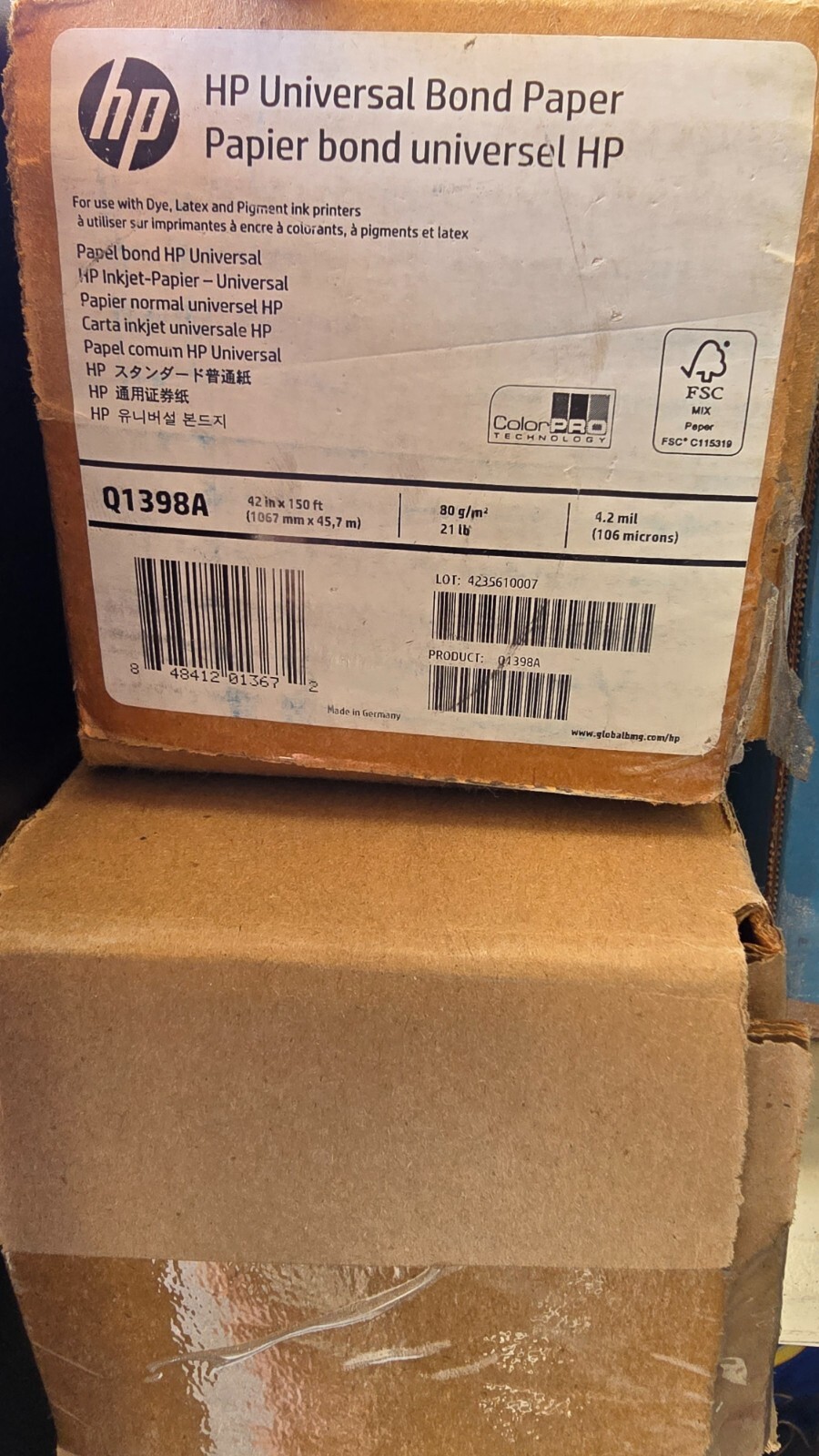 Qty 5 – NIB – HP Universal Bond Printer/Plotter Paper – 42in x 150ft