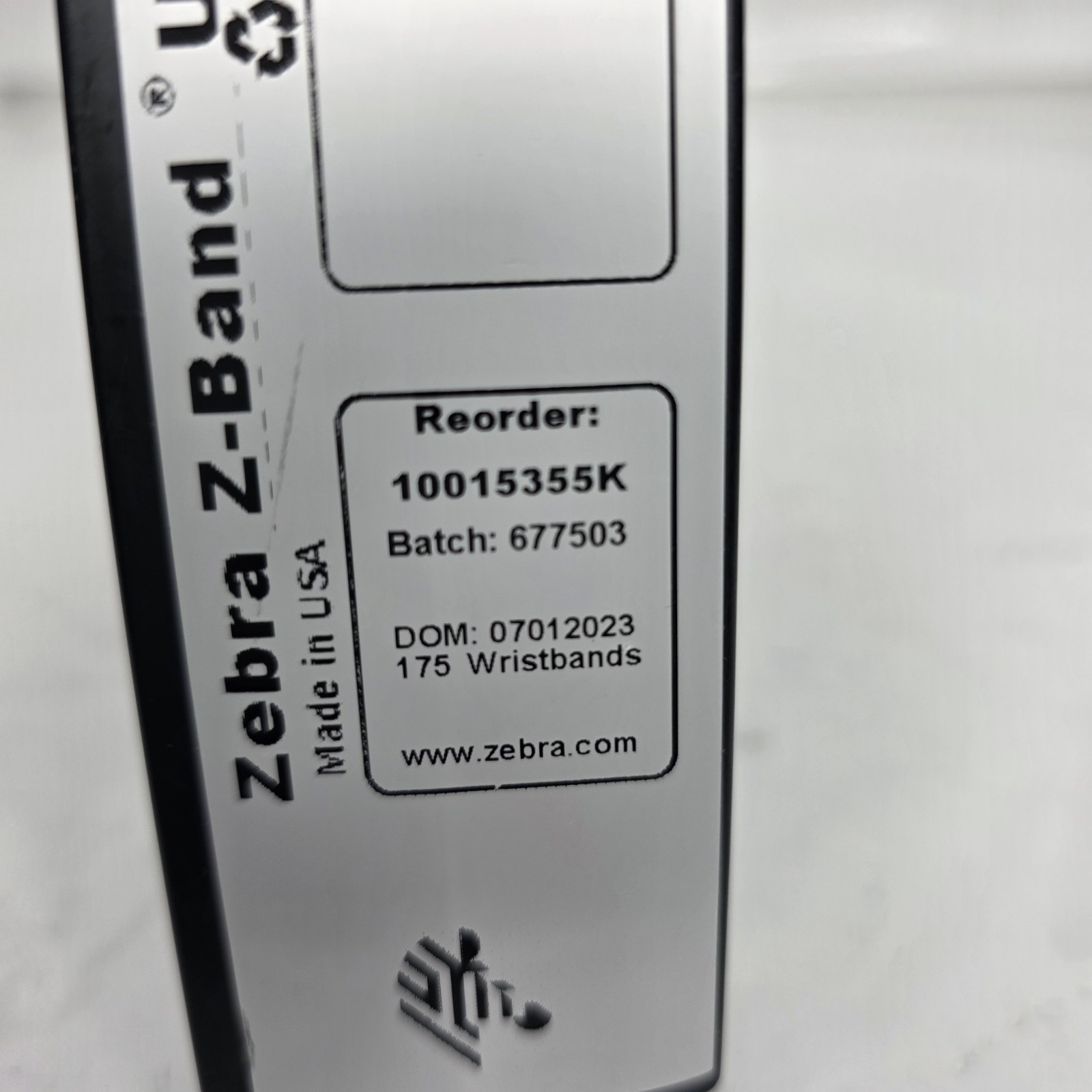 ZEBRA 10015355K Z-BAND ULTRASOFT WRISTBAND CARTRIDGE KIT 175 WHITE