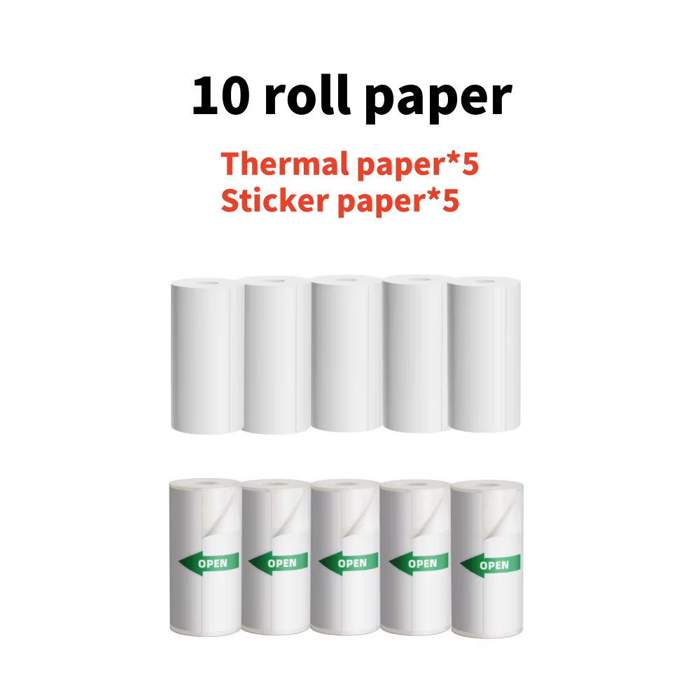 New 10 Roll Sticker Paper for Mini Printer Label Sticker Paper Color Thermal Pap