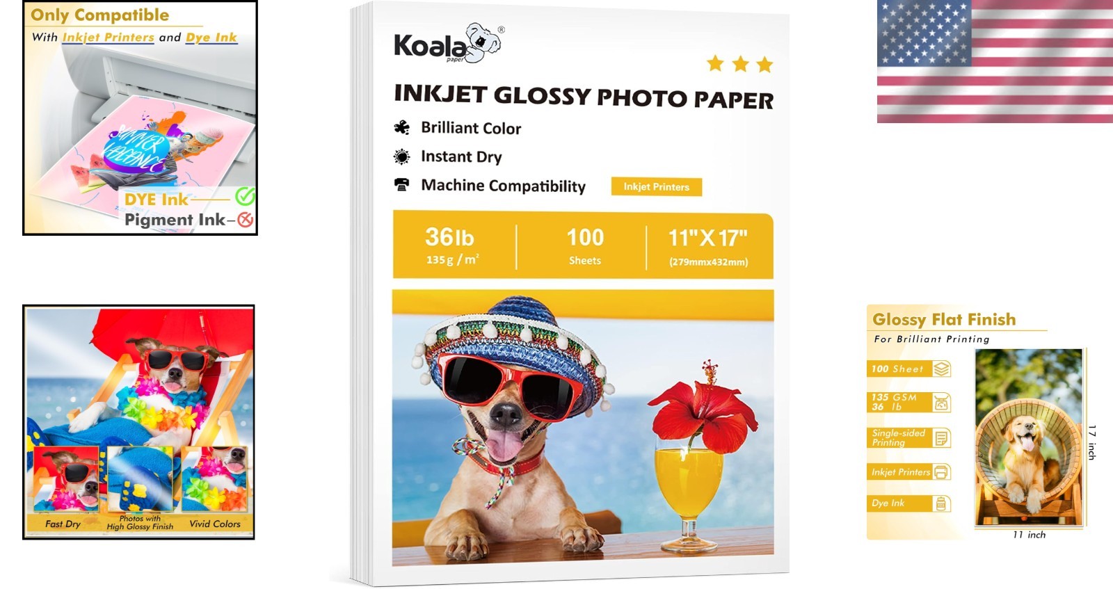 High Gloss 11×17 Inkjet Paper – 100 Sheets, Perfect for Brochures & Flyers