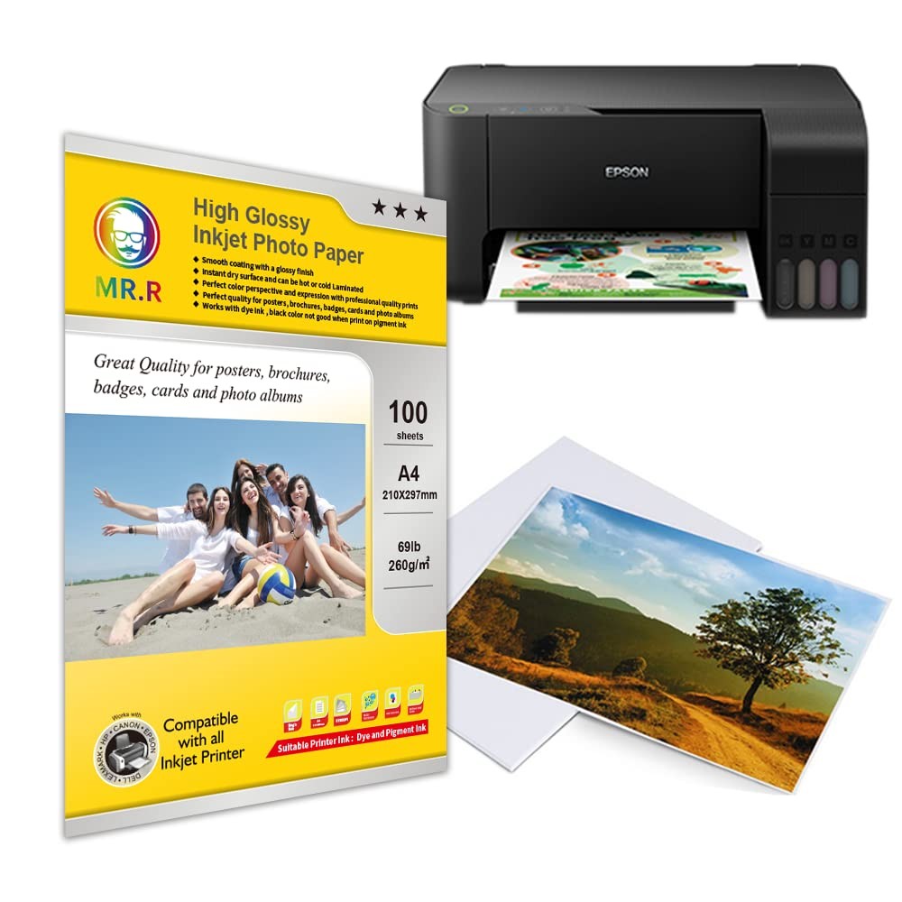 260gsm 100 Sheets A4 Size Single Sided Glossy Inkjet Photo Paper Intense…