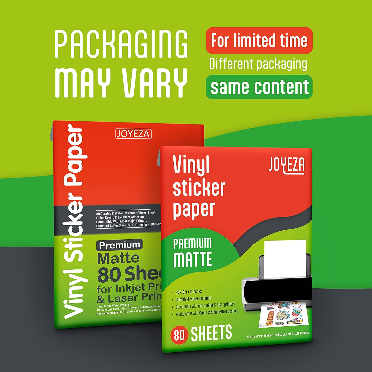 Premium Printable Vinyl Sticker Paper for Inkjet Printer – 80 Sheets Matte Wh…