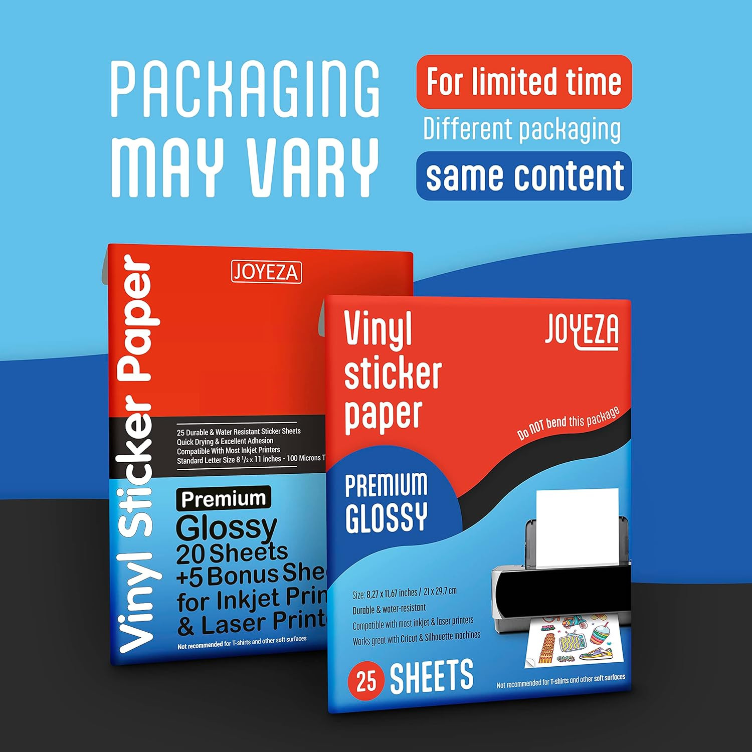 Premium Printable Vinyl Sticker Paper for Inkjet Printer – 25 Sheets Glossy Whit