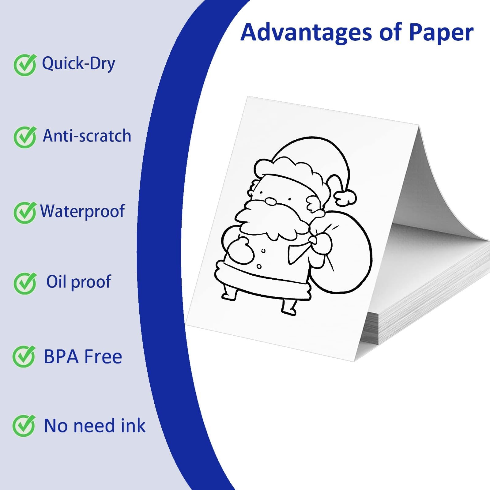 100 Sheets US Letter Size Thermal Paper, 8.5 x 11 Continuous Folding, white