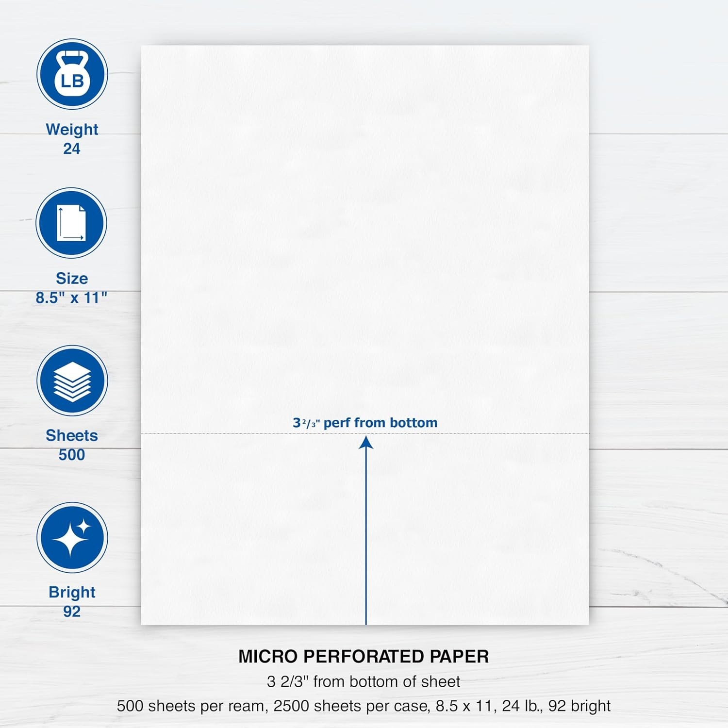 High-Quality Perforated Printer Paper 8.5×11 2500 Sheets 20lb USA Made