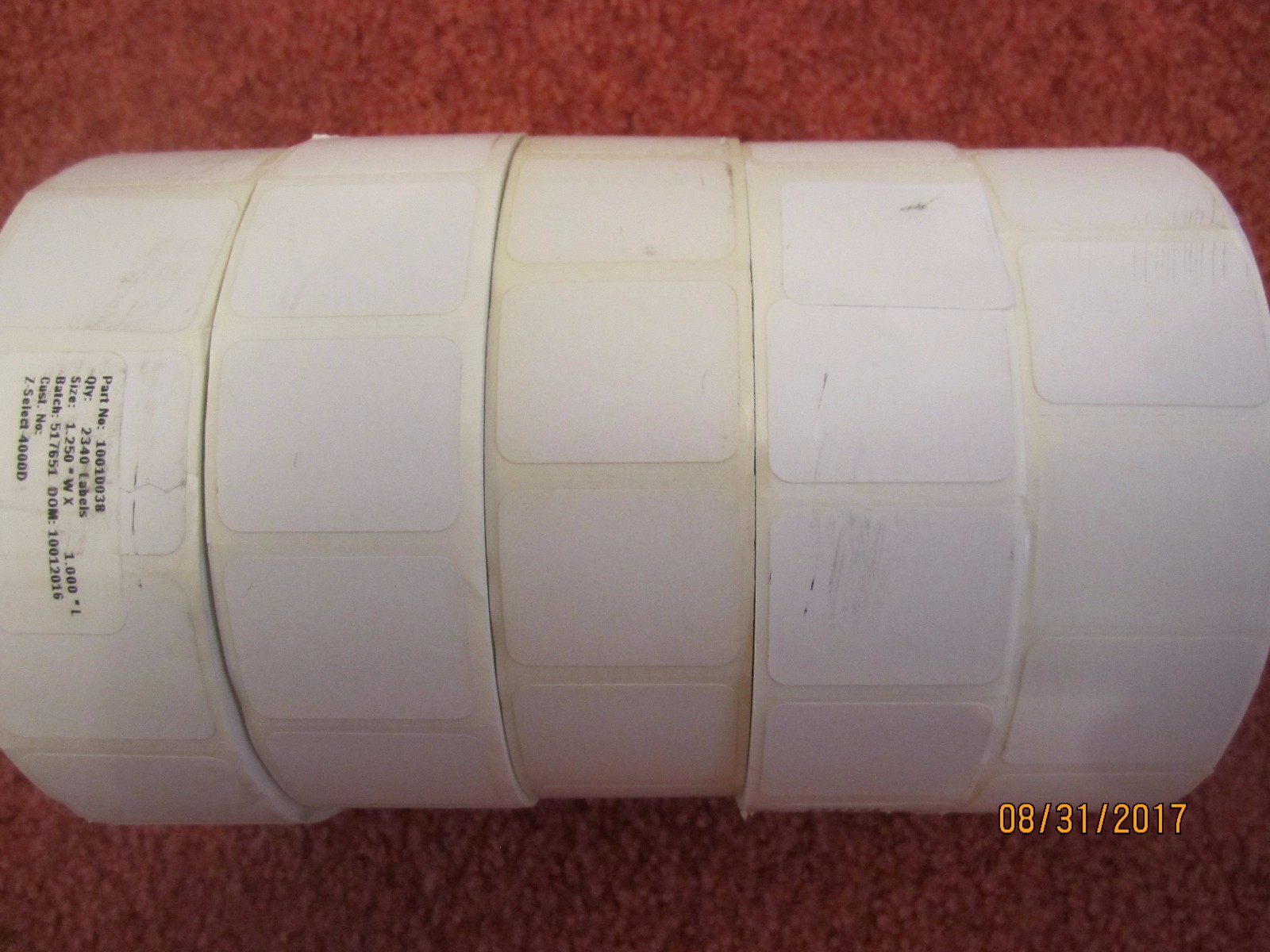 Lots of 5 Zebra Technologies 10010038 Direct Thermal Label, Z-Select 4000D